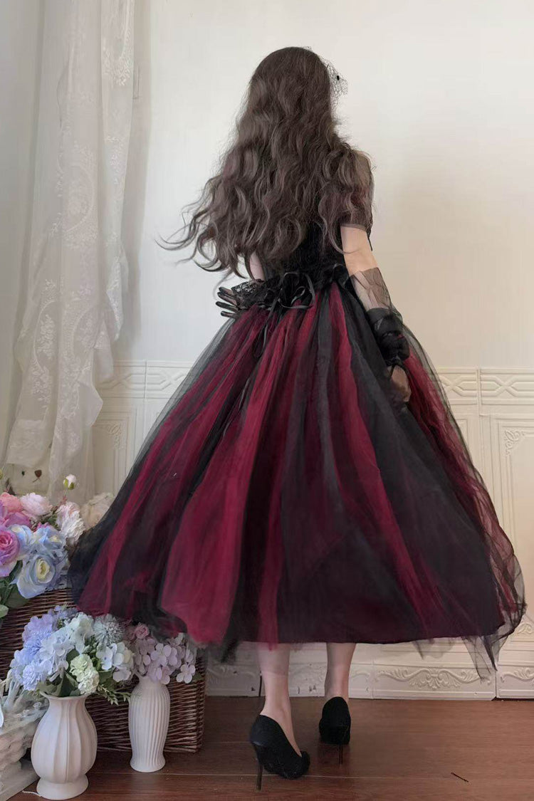 Black/Red [Sanglin’s Tribute] Off Shoulder Ruffled Gothic Lolita Dress