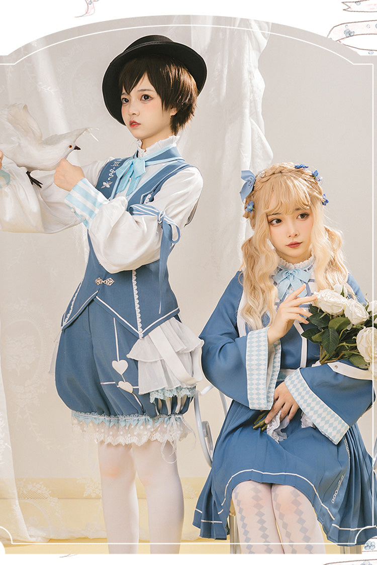 Blue/White Alice Detective Series Ouji Lolita Set