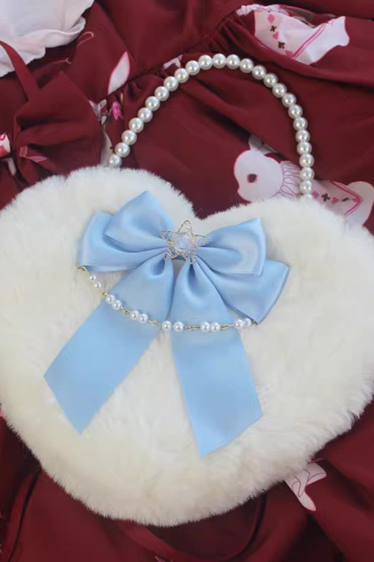 Fluffy Heart Cartoon Bowknot Pearl Sweet Lolita Handbag 17 Colors
