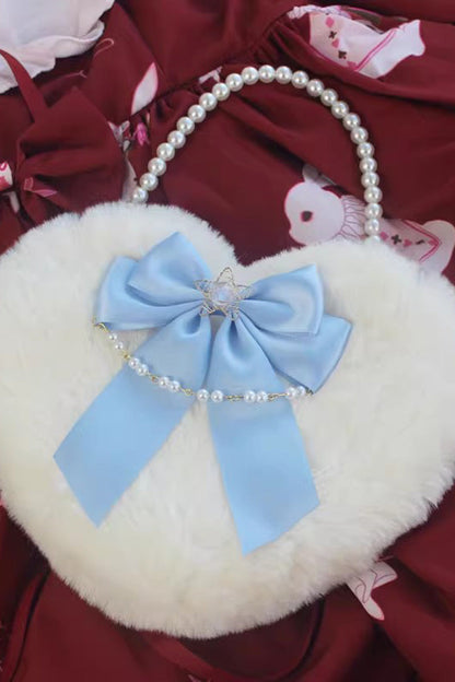 Fluffy Heart Cartoon Bowknot Pearl Sweet Lolita Handbag 17 Colors