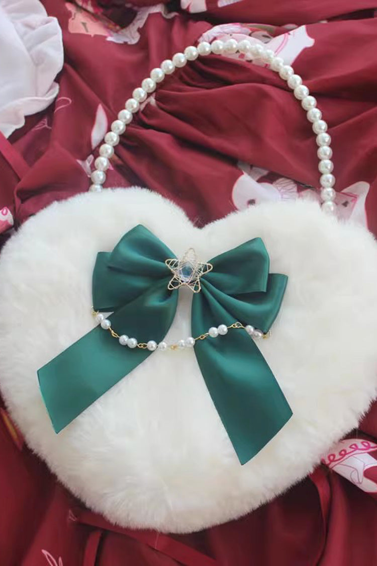 Fluffy Heart Cartoon Bowknot Pearl Sweet Lolita Handbag 17 Colors