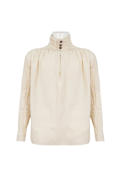Stand Collar Ruched Men's Gothic Shirt