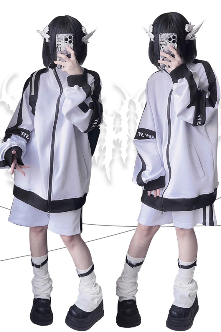Handsome Long Sleeves Print Jirai Kei Coat 3 Colors