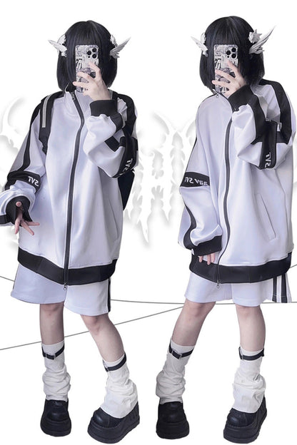 Handsome Long Sleeves Print Jirai Kei Coat 3 Colors