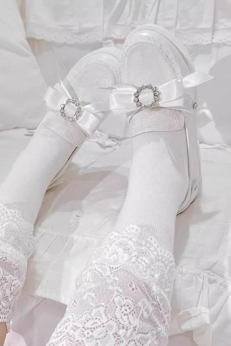 [Love Is Coming] Bowknot Sweet Jirai Kei Japanese Rhinestones Platforms Shoes 2 Colors
