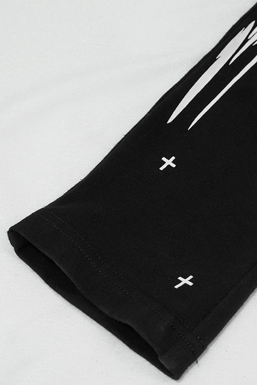 Black Punk Skull Wing Printed Womens Pants
