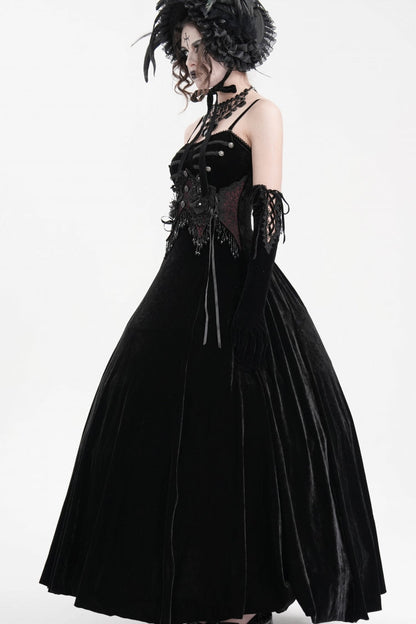 Black Tassels Hanayome Lace-Up Women's Gothic Slip Wedding Dress