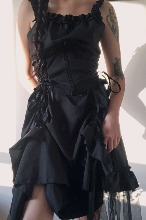 Black Strapless Gothic Lolita JSK Dress