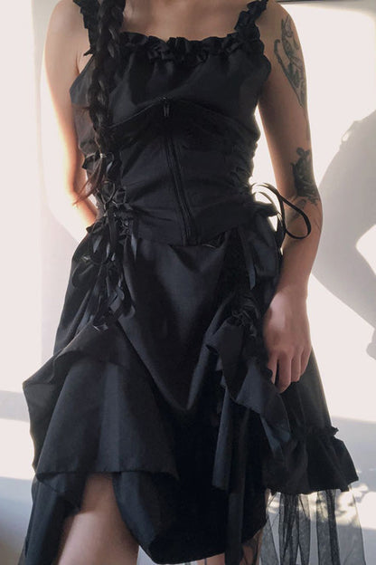 Black Strapless Gothic Lolita JSK Dress