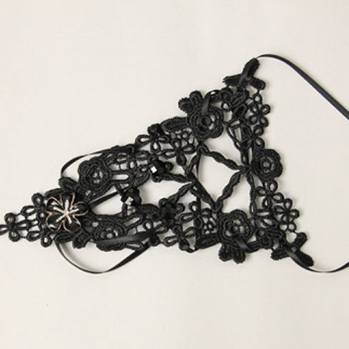 Black Retro Fashion Long Lace Flower Female Gothic Lolita Ring Bracelet