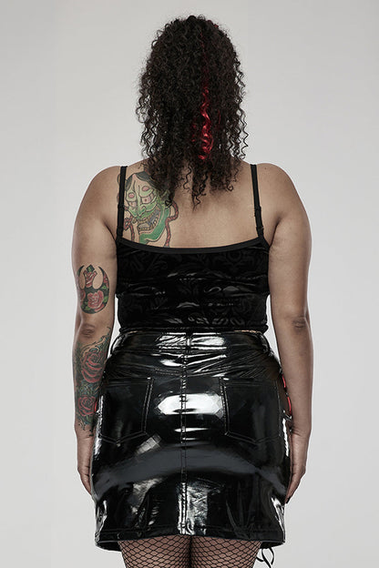 Black Velvet Personalized Pattern Printing Adjustable Shoulder Straps Sleeveless Women's Plus Size Gothic Sling