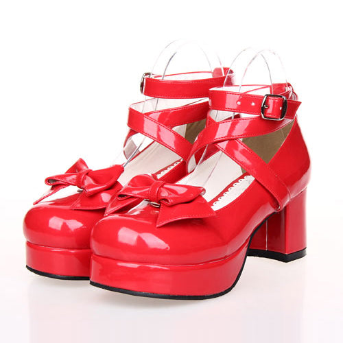 Bowknot Princess Round-toe Lolita High Heel Shoes