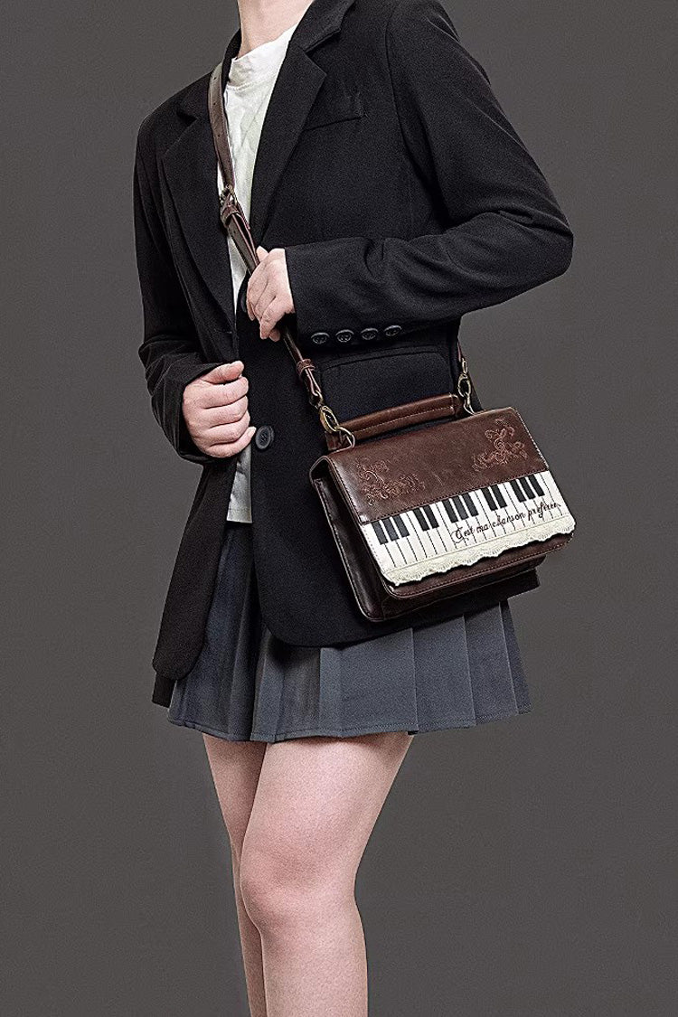 Brown Piano Embroidered Lace Vintage Lolita Backpack
