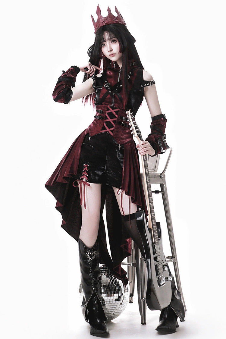 Black/Red [Chief Assassin] Lace-Up Gothic Ouji Lolita Set