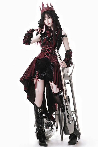 Black/Red [Chief Assassin] Lace-Up Gothic Ouji Lolita Set