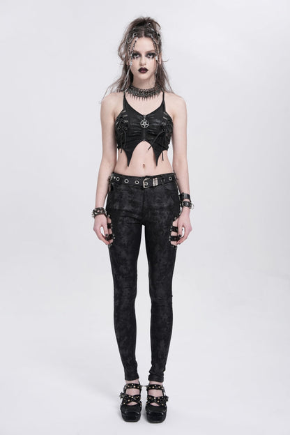 Black Sleeveless Stitching Irregular Mesh Women's Punk Tank Top