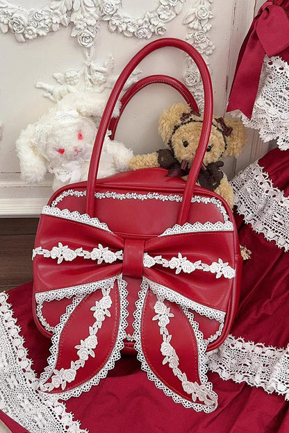 Sweet Bowknot Lace Zipper Japanese Lolita Handbag 3 Colors