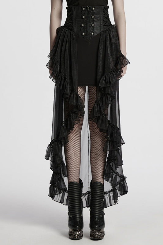 Black Ruffle Lace Women's Gothic Corset Skirt