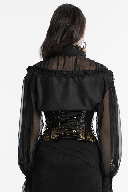 Black/Coffee Gradient Patent Leather Women's Gothic Underbust Corset