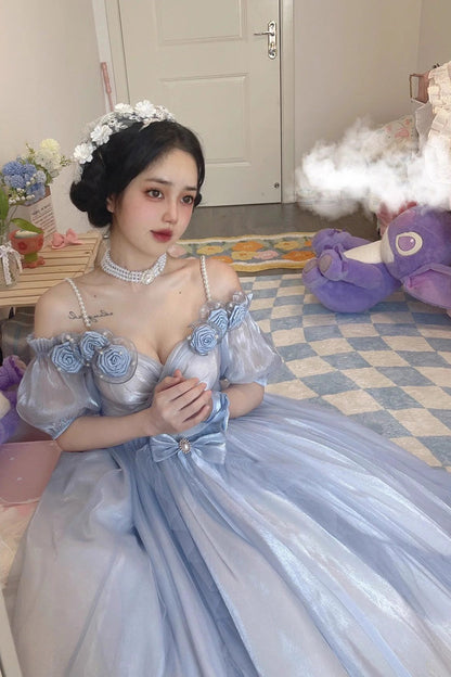 Blue Bowknot Plus Size Elegant Princess Sweet Lolita Dress