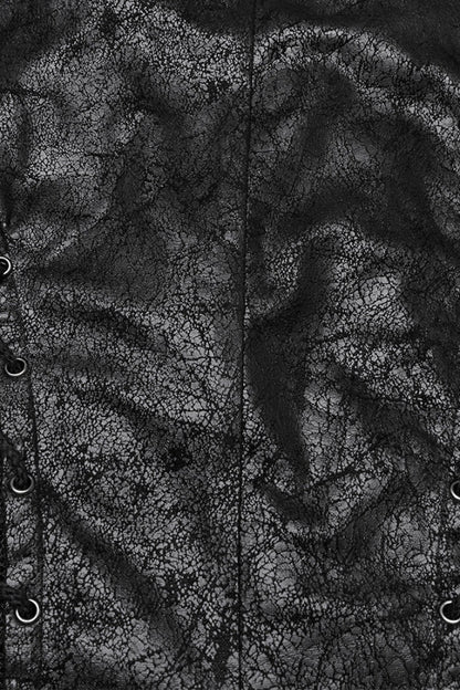 Black V Collar Sleeveless Stitching Lace-Up Irregular Mesh Women's Gothic Long Vest