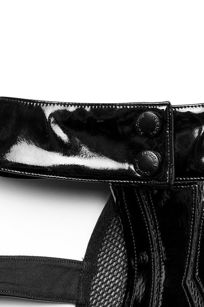 Black Stand Collar Women's Punk Patent Leather Body Harness