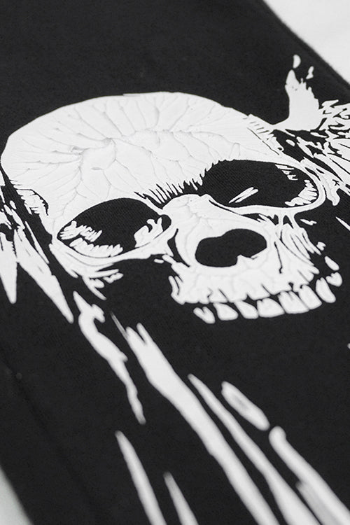 Black Punk Skull Wing Printed Womens Pants