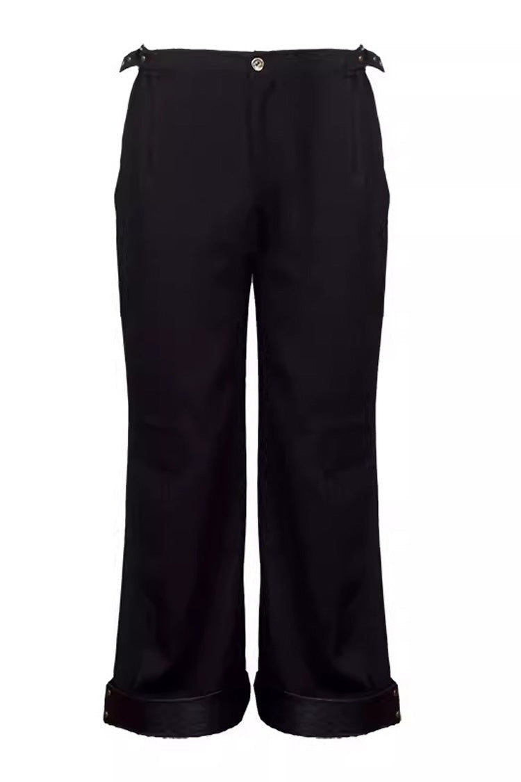 Black Stitching Slim Ouji Prince Handsome Lolita Cropped Pants