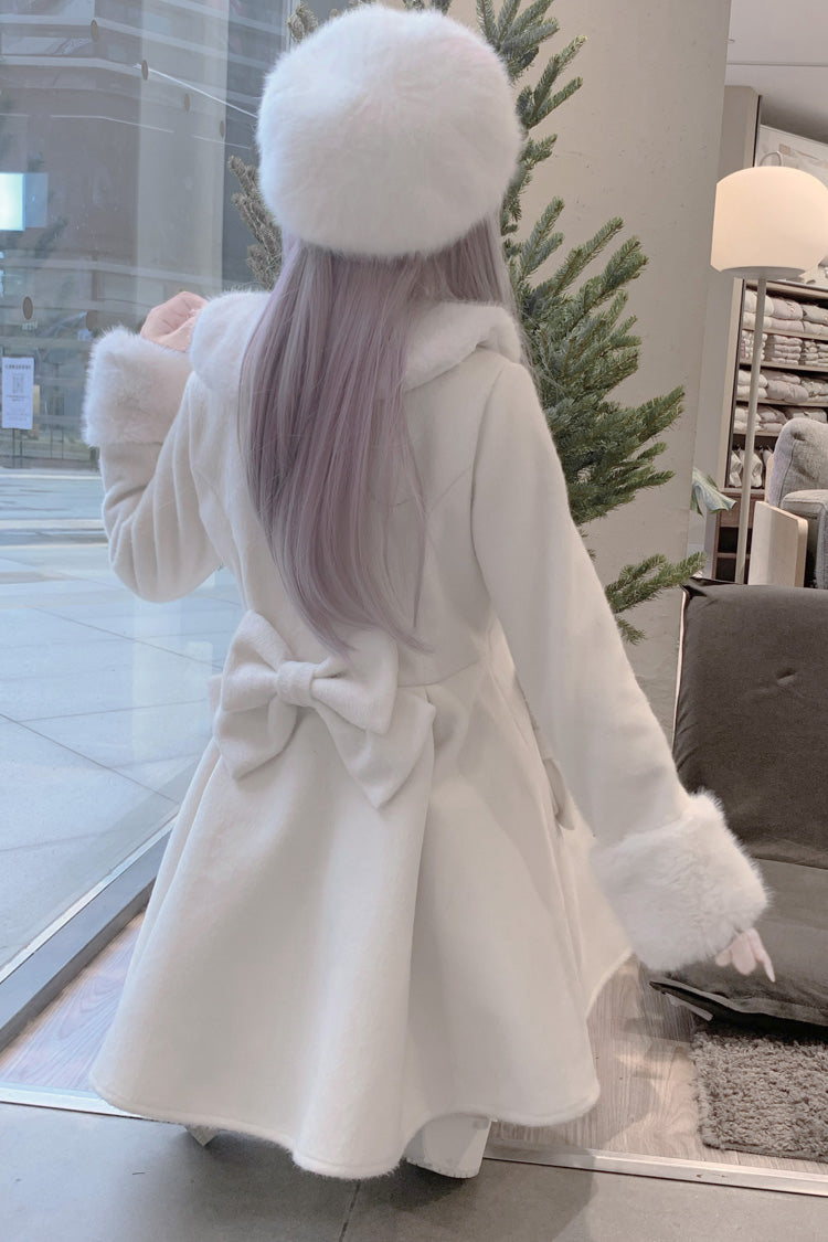 Snow Plush and Thickened Long Sleeves Bowknot Sweet Lolita Coat 2 Colors