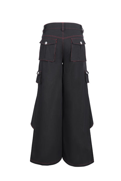 Black Stitching Men's Gothic Trumpet Pants
