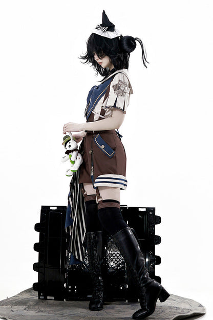 Brown [Inventor of Wonderful Equipment] Ouji Punk Cool Lolita Bib Shorts