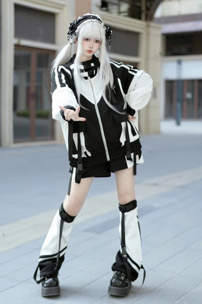 [Wing Light Machinery] Long Sleeves Print Jirai Kei Cool Coat 4 Colors