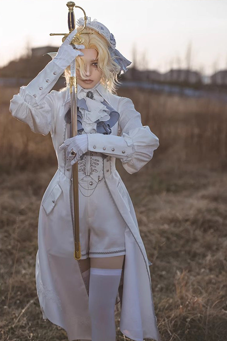 White Mermaid Bone Embroidery Ouji Fashion Handsome Lolita Vest