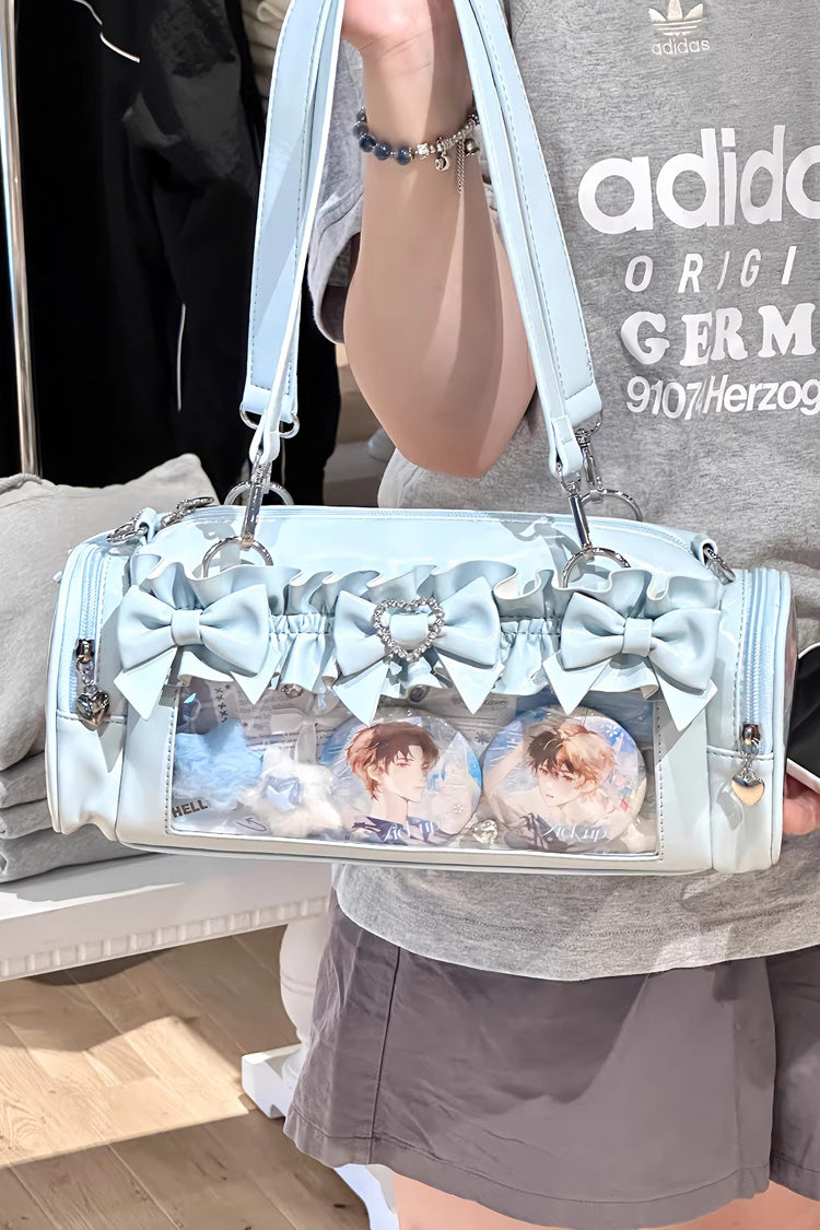 Sweet Heart-shaped Metal Decoration Bow Japanese Itabag 5 Colors