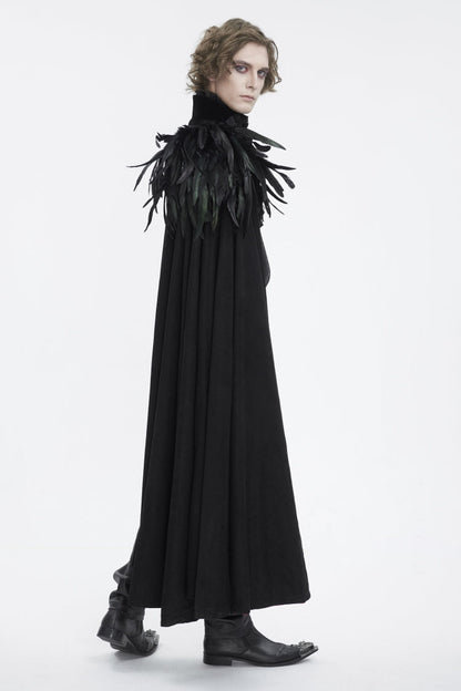 Black Stand Collar Men's Gothic Accessory Feather Cape