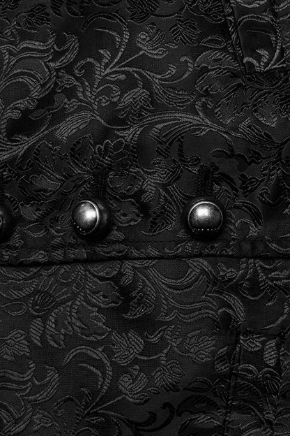 Black V Collar Jacquard Lace-Up Men's Gothic Vest