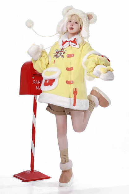 Yellow [Mushroom House] Long Sleeves Embroidery Bowknot Sweet Lolita Coat
