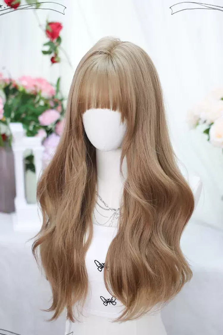 Light Brown Air Bangs Sweet Lolita Long Wigs