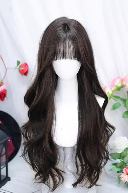 Sweet Lolita Air Bangs Long Curly Wig 4 Colors