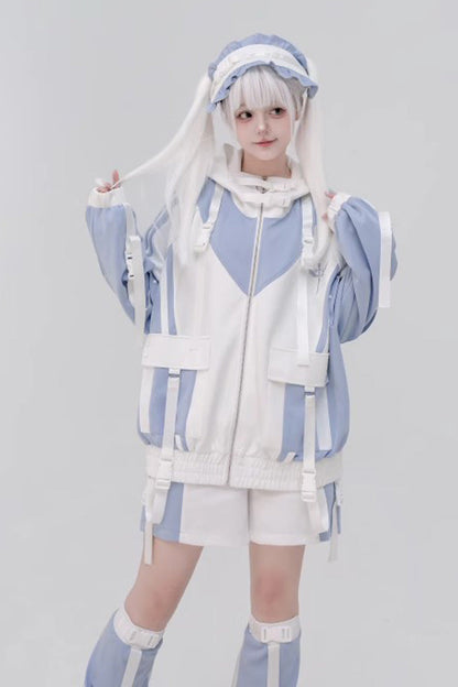 [Wing Light Machinery] Long Sleeves Print Jirai Kei Cool Coat 4 Colors