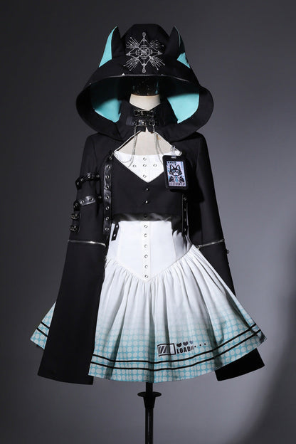 Black/White [Electronic Cat] Print Future Suit Gothic Cool Lolita Dress