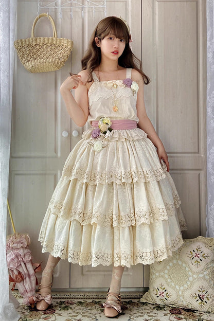 Ivory [Forest Waltz] Embroidery Sweet Elegant Lolita Suspender Top