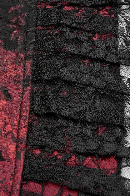 Black/Red Long Sleeves Lace Gorgeous Men's Gothic Vintage Tuxedo Coat