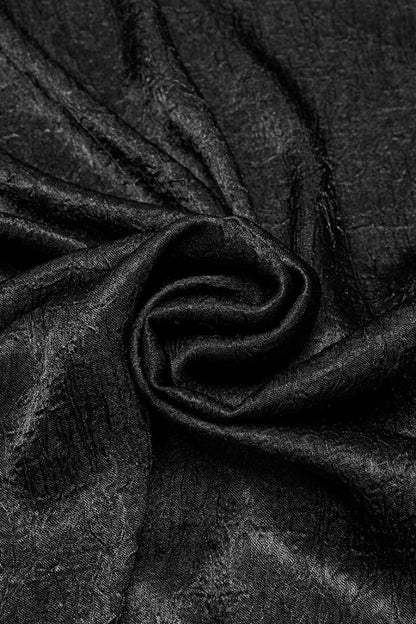 Black Stand Collar Long Puff Sleeves Jacquard Ruffle Embroidery Men's Gothic Blouse