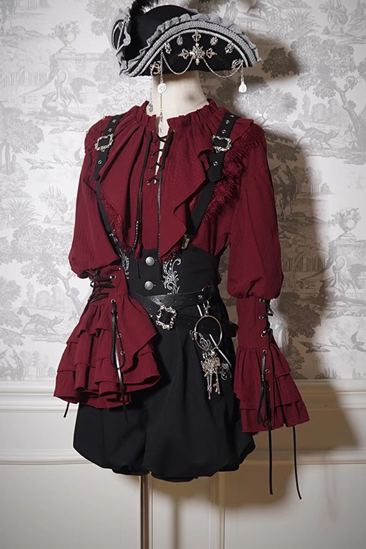 Pirate Series Navigation Treasure Hunting Guide High Waisted Embroidery Ouji Handsome Lolita Shorts 2 Colors