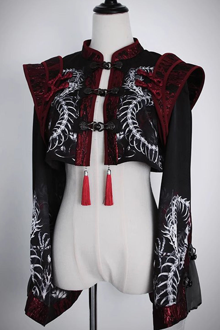 [Bone Dragon] Long Sleeves Print Ouji Fashion Classic Lolita Coat 2 Colors