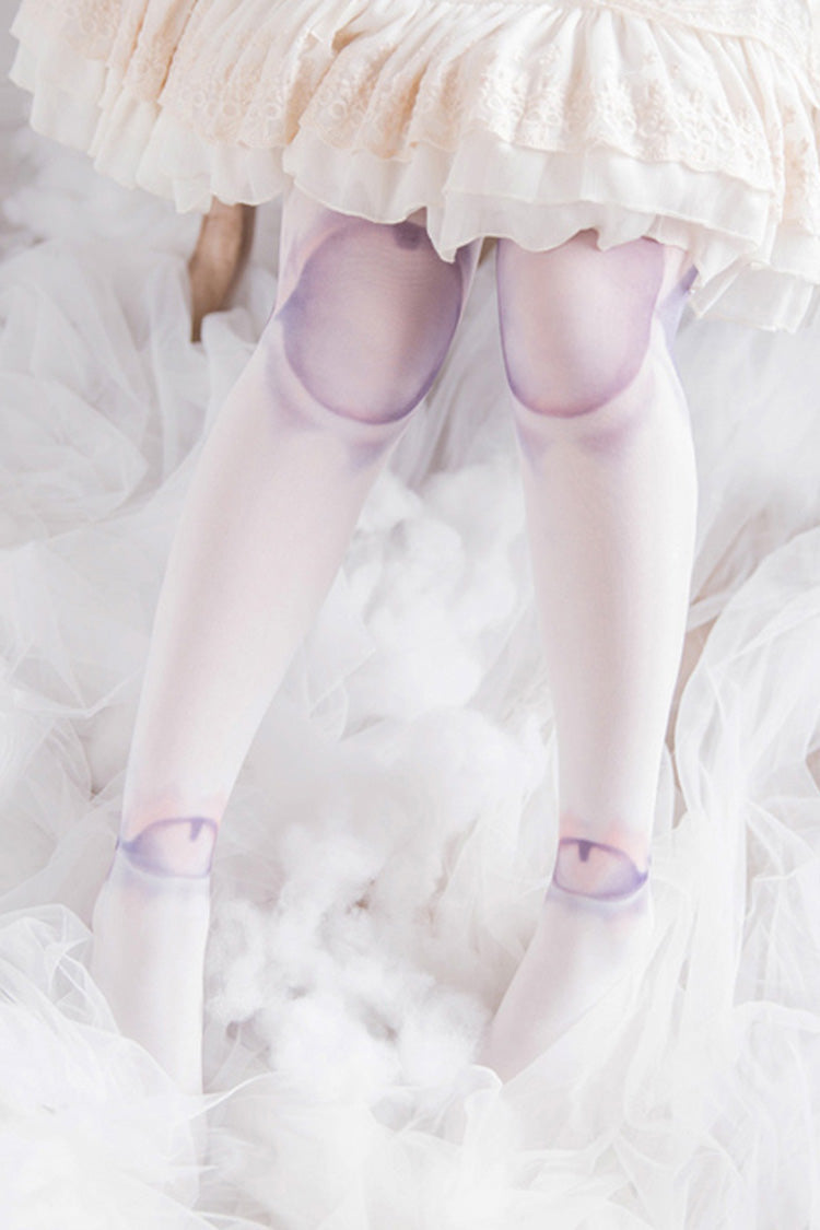 White Print Doll Sphere Patch Lolita Tights