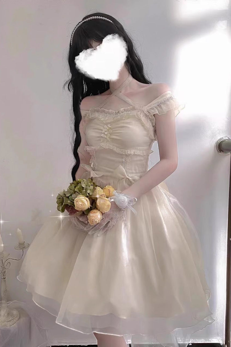 Spring Confession Ruffle Bowknot Mesh Sweet Lolita Jsk Dress (Long and Short Version) 2 Colors