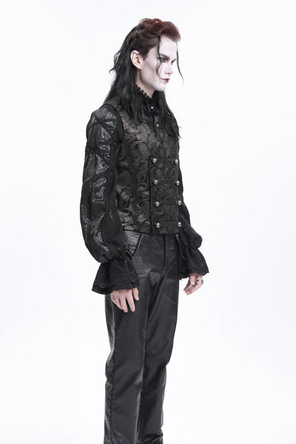 Gloden Sleeveless Floral Print Buckle-up Men's Gothic Vest