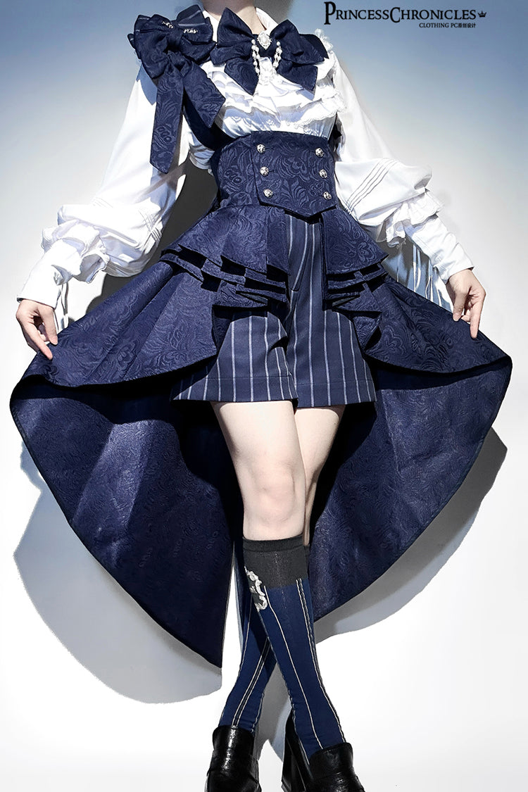 Blue Rabbit Theater Vertical Stripes Print Ouji Fashion Sweet Prince Cool Lolita Shorts